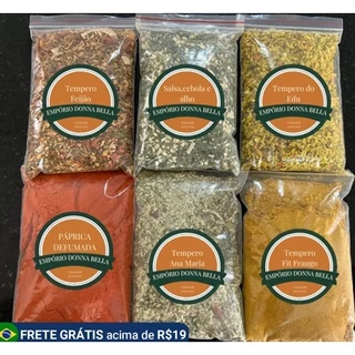 TEMPEROS E CONDIMENTOS KIT 12 UNIDADES NATURAIS SEM CONSERVANTES l Gratis 30g caldo de Galinha