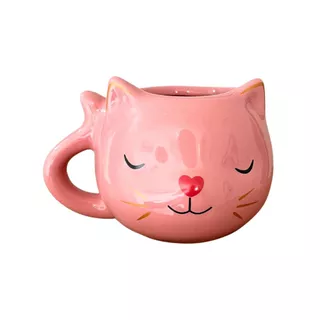 Caneca 3D Gato 380Ml Rosa Personalizada Mãe e Pai de Pet Cerâmica Colecionável Criativa Gatinho