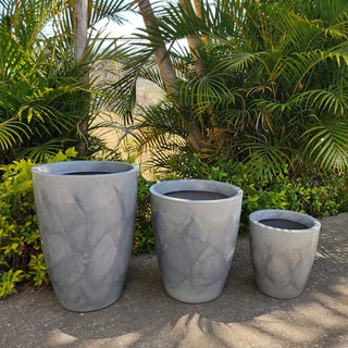 Vaso para plantas decorativo em polietileno marmorizado redondo PP, P e M