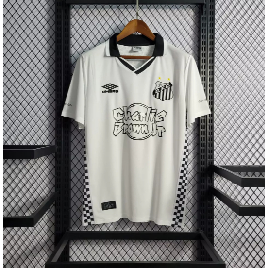 Camisa Santos Homenagem Charlie Brown Skatista Branca/Preto Envio Imediato!