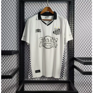 Camisa Santos Homenagem Charlie Brown Skatista Branca/Preto Envio Imediato!