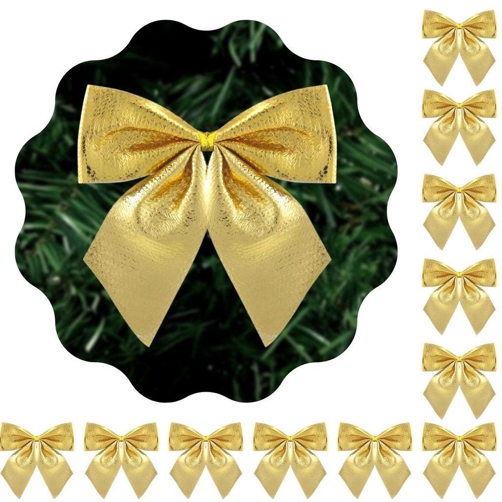 Kit 24 Laços Laçinhos Metalizados DOURADOS Enfeite Natalino Natal Decoração Festa