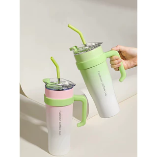 Copo Térmico inox 1200ml 1,2 Litros Com Alça E Canudo Copo Inoxidável Sua Bebida O Copo Do Momento