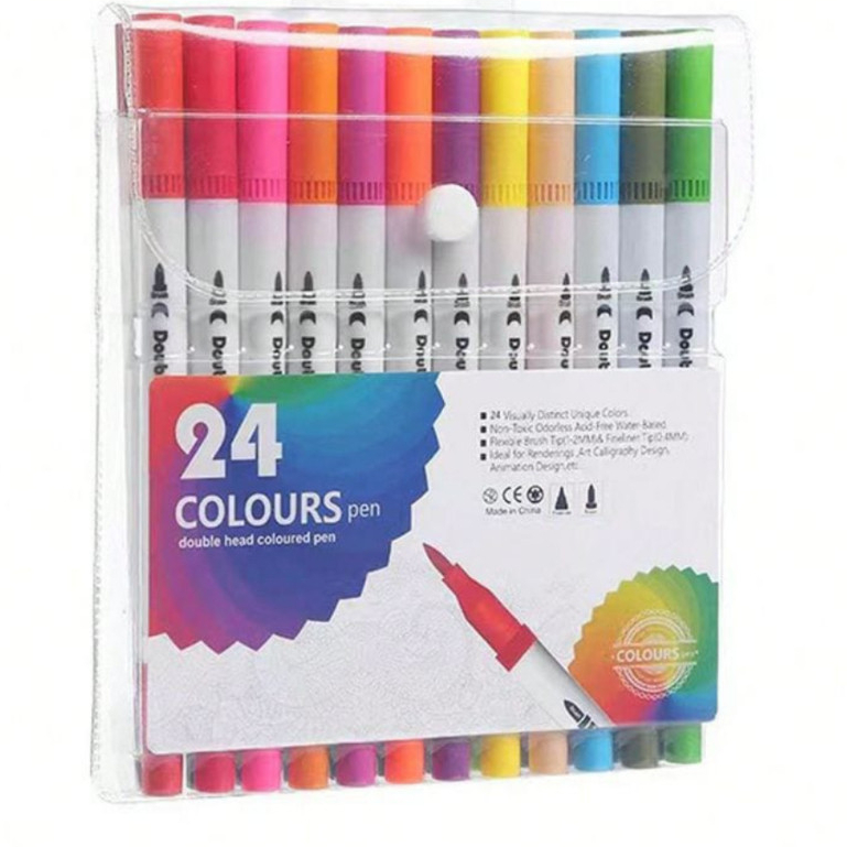 Kit Brush Pen Caneta Duas Pontas Dupla Pincel Fineliner | Shopee