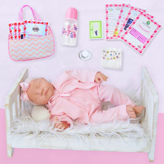 Bebê Reborn Boneca Realista Livia Com Bolsa Maternidade Pode Dar Banho Envio Imediato 48cm