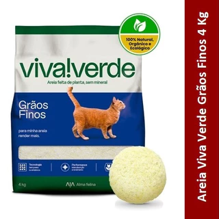 Areia Higiênica Viva Verde Biodegradável Grãos Finos 4kg