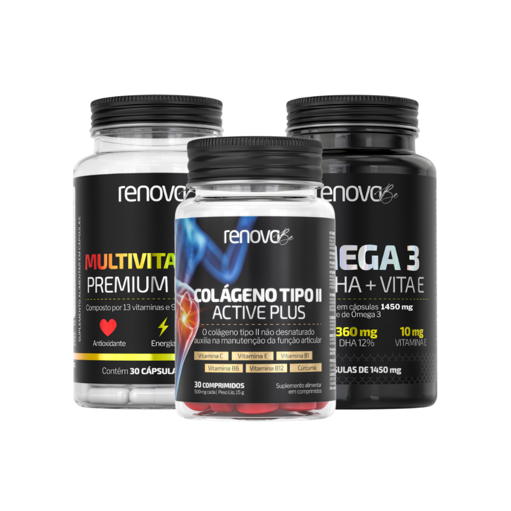 Ômega 3 + Multivitamínico + Colágeno Tipo 2 - Renova Be