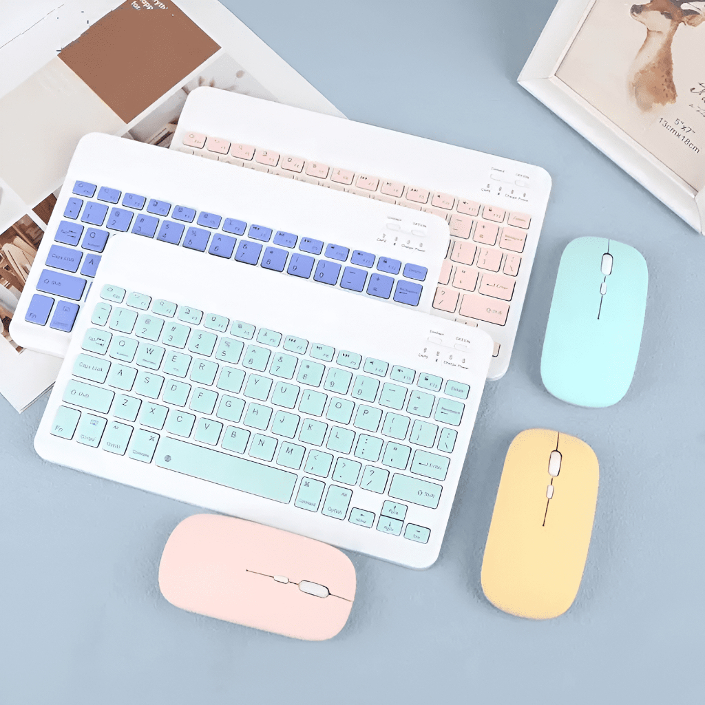 Mouse De Teclado Sem Fio Bluetooth Recarregável De 10 Polegadas