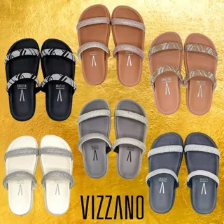 Sandália Papete Birken Vizzano Elegante Strass Confortável