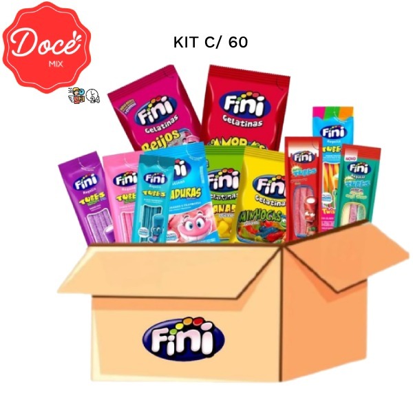 Kit Com 60 Pacotes Bala Fini Sabores Variados