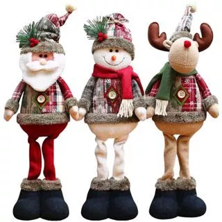 Kit Natal 3 Bonecos Papai Noel Rena Boneco Neve Decoração