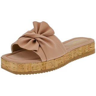 Sandália Feminina Flatform Rasteirinha Papete Flat Shekinah Laçinho Confortável Moda Nobuck
