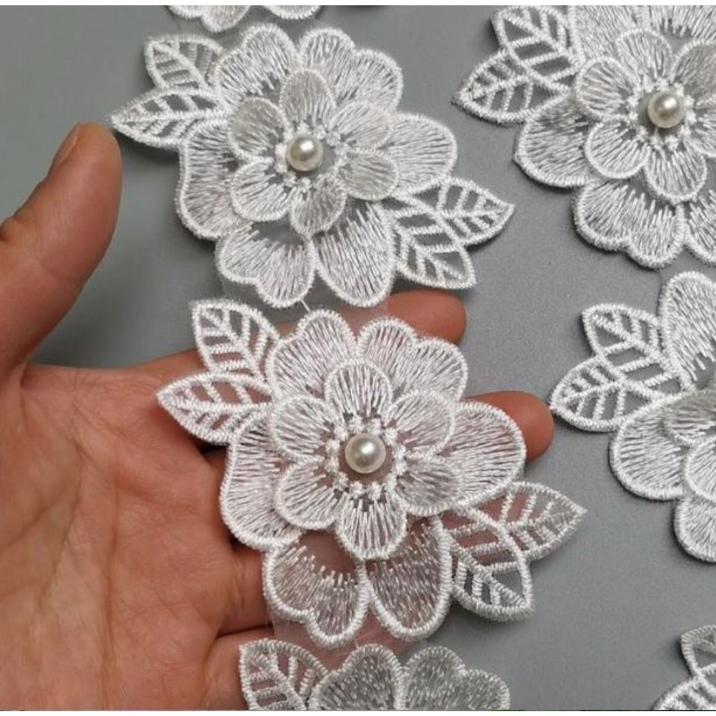 Aplique Bordado Flor Renda Costura | Shopee Brasil