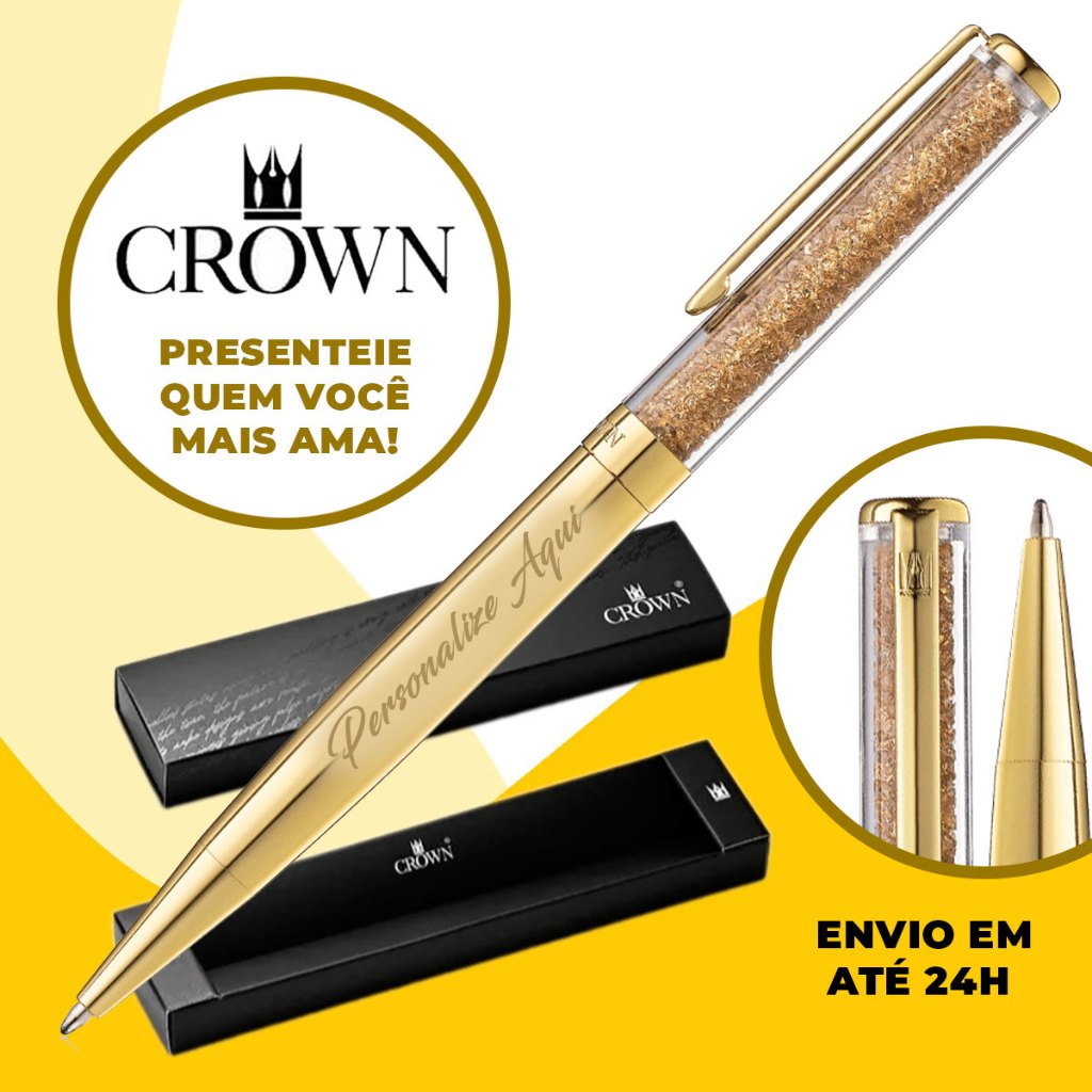Caneta Personalizada Crown Diamond Gravação Laser Nome Personalizar Presente Original
