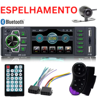 Central Multimídia 1 Din Mp5 Automotivo Espelhamento + Camera de Ré + Controle de Volante Novo!