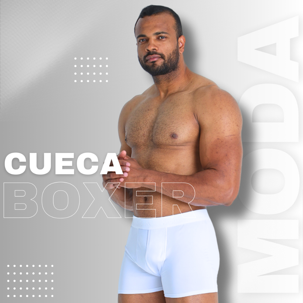 Cueca Boxer Masculina Tradicional Lisa Tecido Poliamida Microfibra Elástico Personalizado Dia a Dia