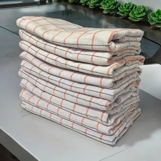 Kit 10 Panos de Prato Copa sem Estampa Xadrez 41x65 cm Guardanapo Bainha 100% Algodão