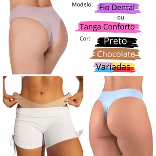 Kit 10 Calcinhas Tanga Conforto e Fio Dental Sem Costura Corte A Laser e Não Marca