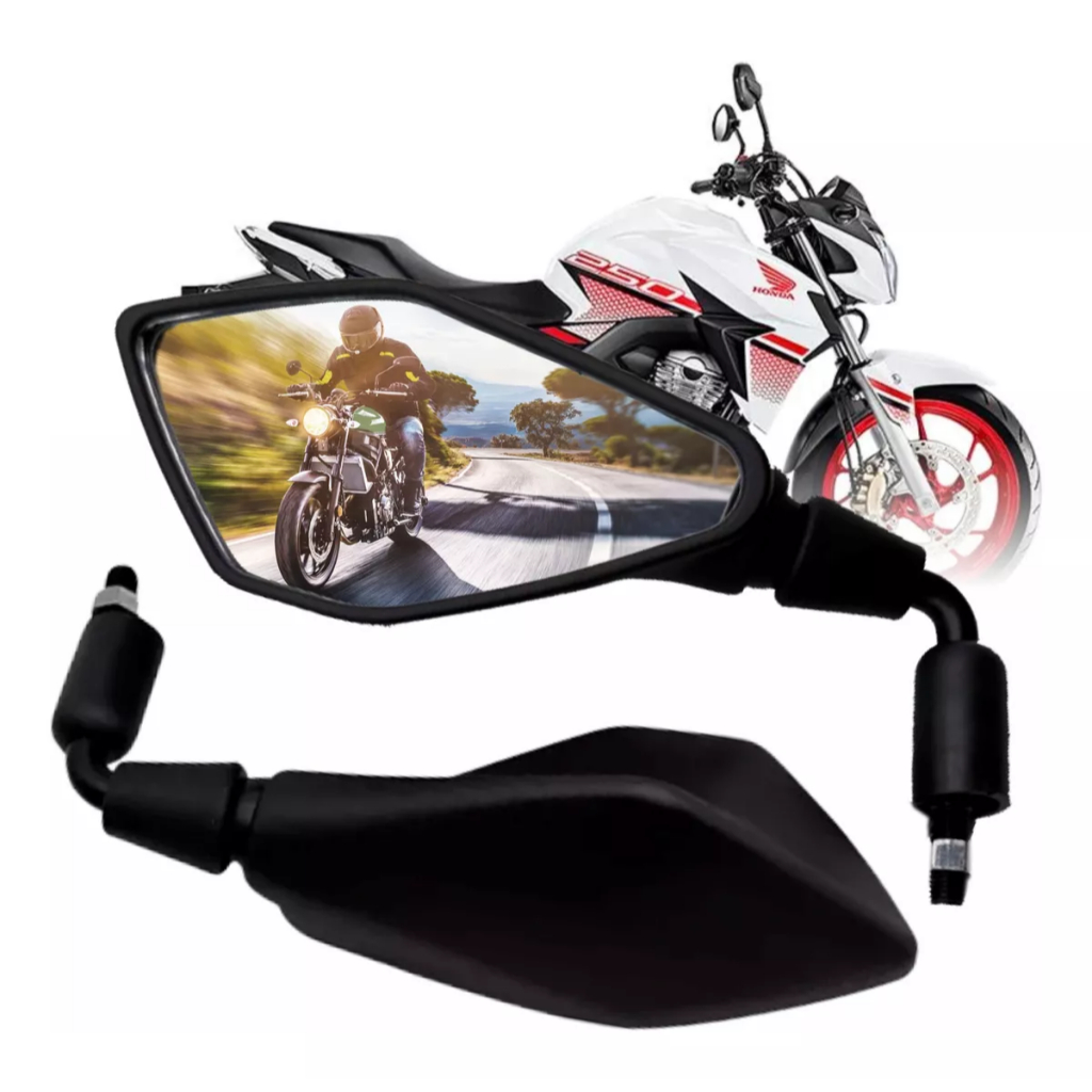 Par Espelho Retrovisor Kawasaki Z400 Haste Média Curta Z900 Z1000 Rosca