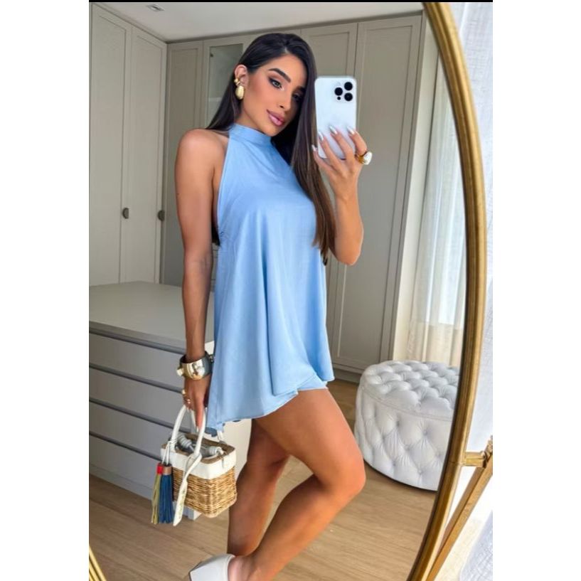 Vestido Bata Feminino Soltinho Frente Única Curto Primavera Verão 2024 2025