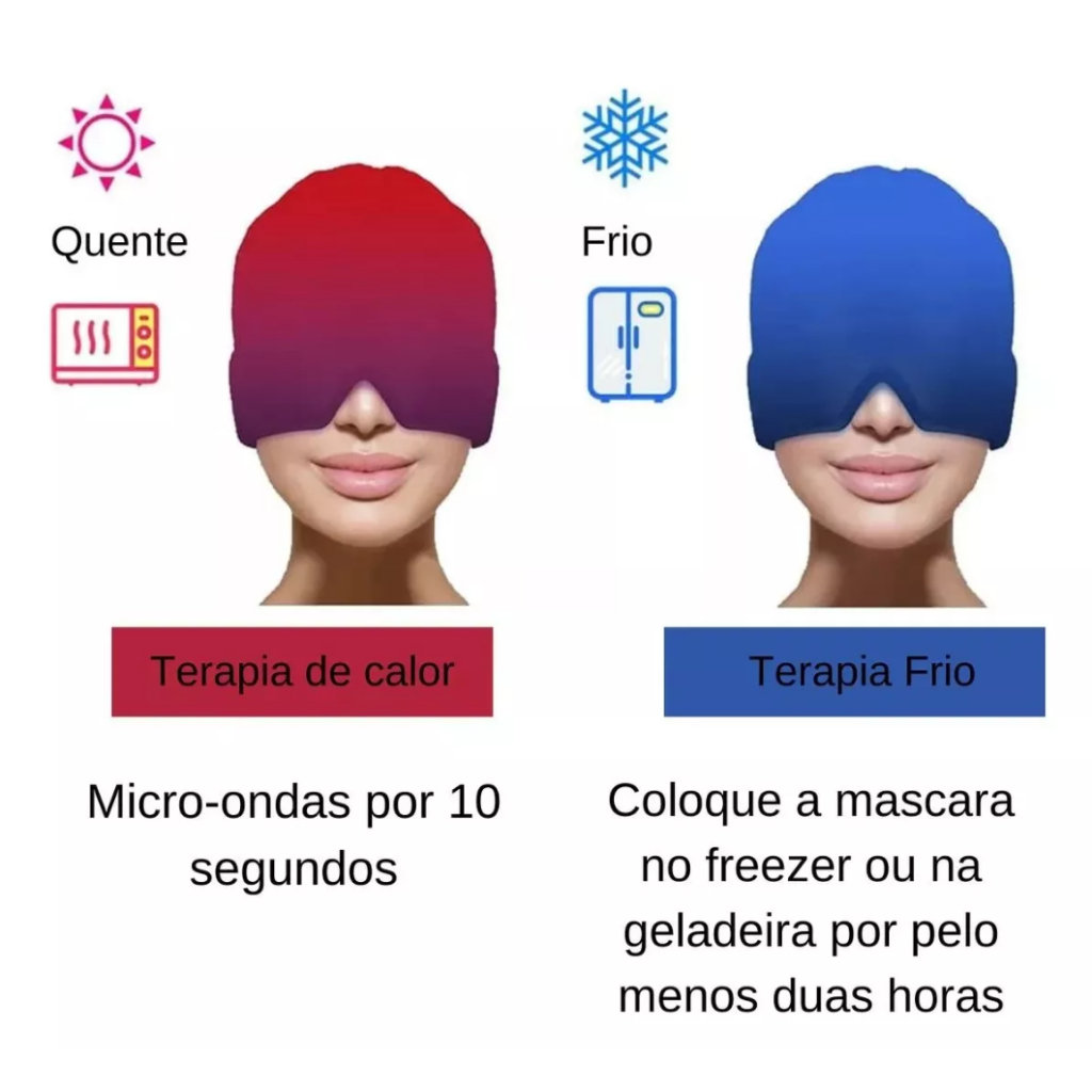 Touca Alívio Enxaqueca Dor De Cabeça Terapia Frio Quente