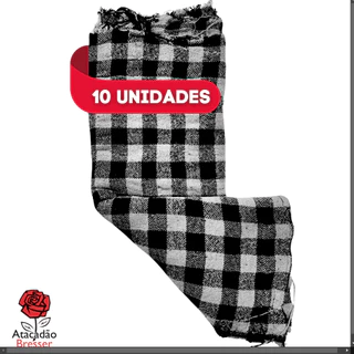 Kit com 10 Panos de Chão Premium Xadrez Preto 100% Algodão