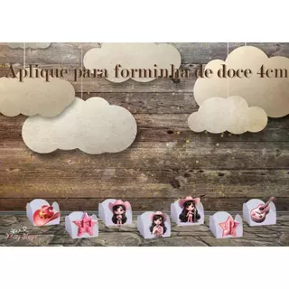 Ana Castela Aplique para Forminha com Fita Adesiva Dupla Face Tag Doces Festa Decoração Boiadeira