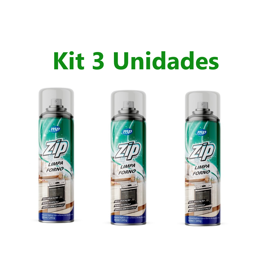 Kit 3 Espuma Limpa forno Desengordurante Spray Zip Clean 300ml | Shopee ...