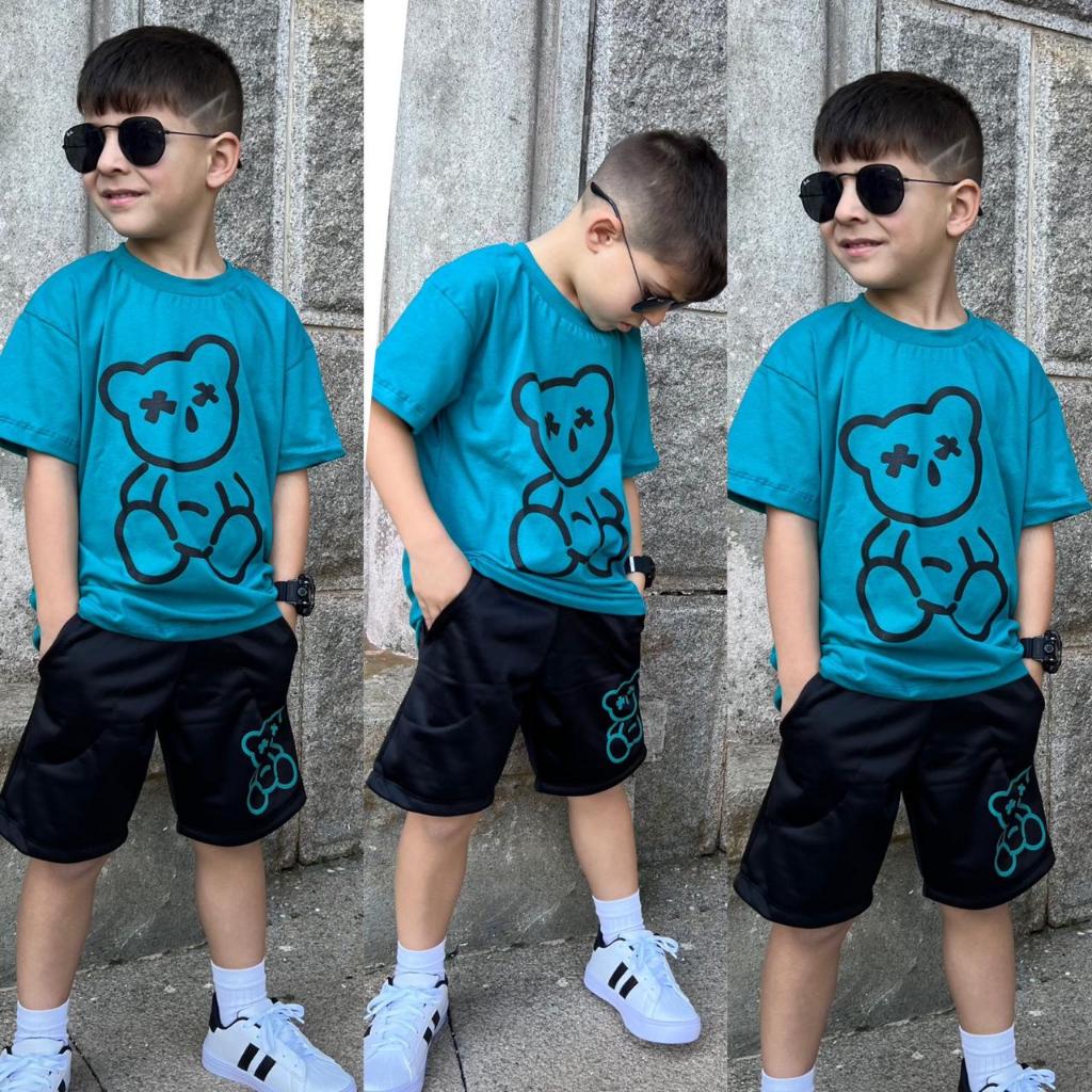 Conjunto infantil para meninos, roupas de criança short e camisa ...