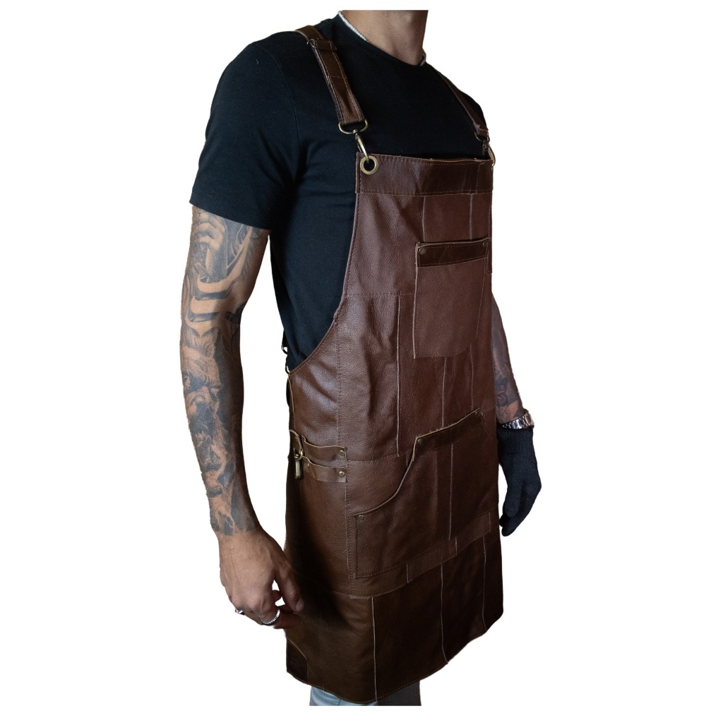 Avental Churrasqueiro Couro Legítimo Bovino Chef Cozinheiro