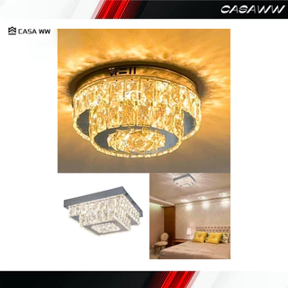 Lustre Cristal Luminária Plafon Cristal Led 3 Cores