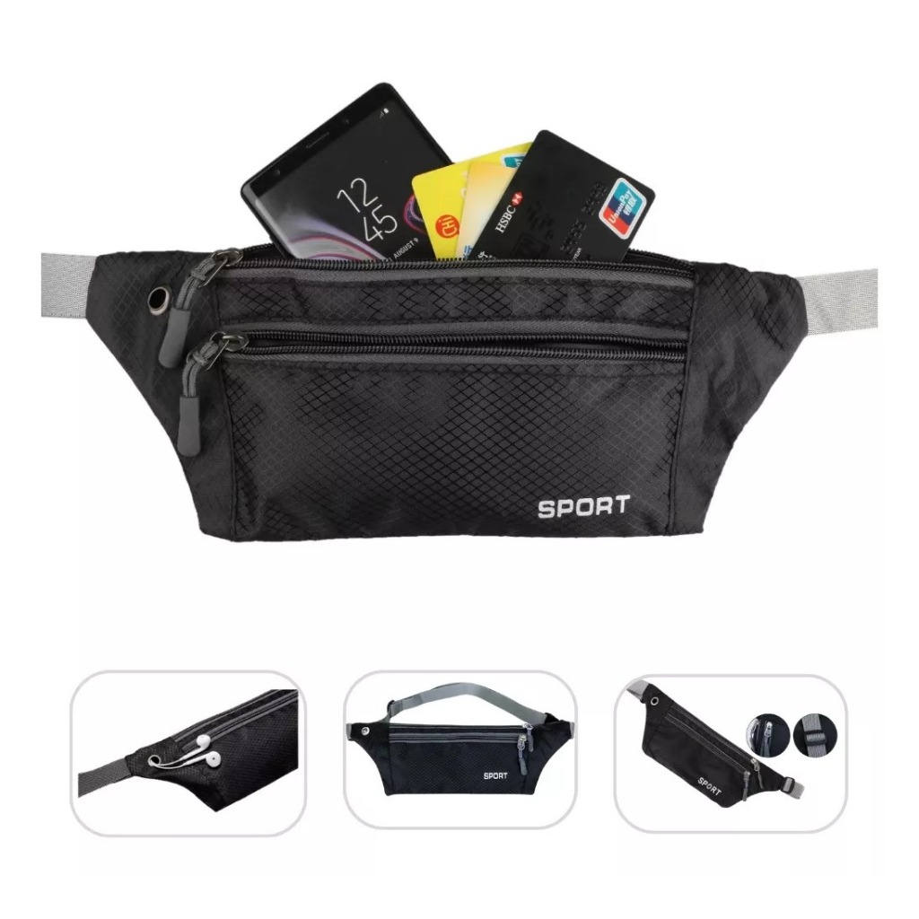 Pochete Fitness Academia Caminhada Saída Fone Ouvido Doleira - PRETA