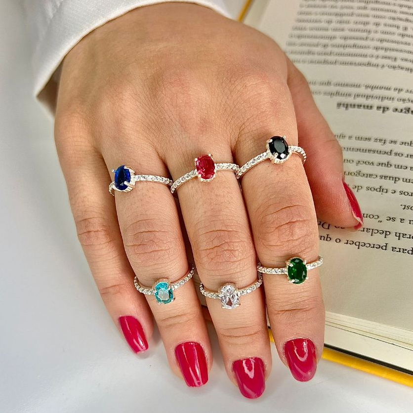 Anel Solitário Formatura Zirconia Prata 925 Legitima