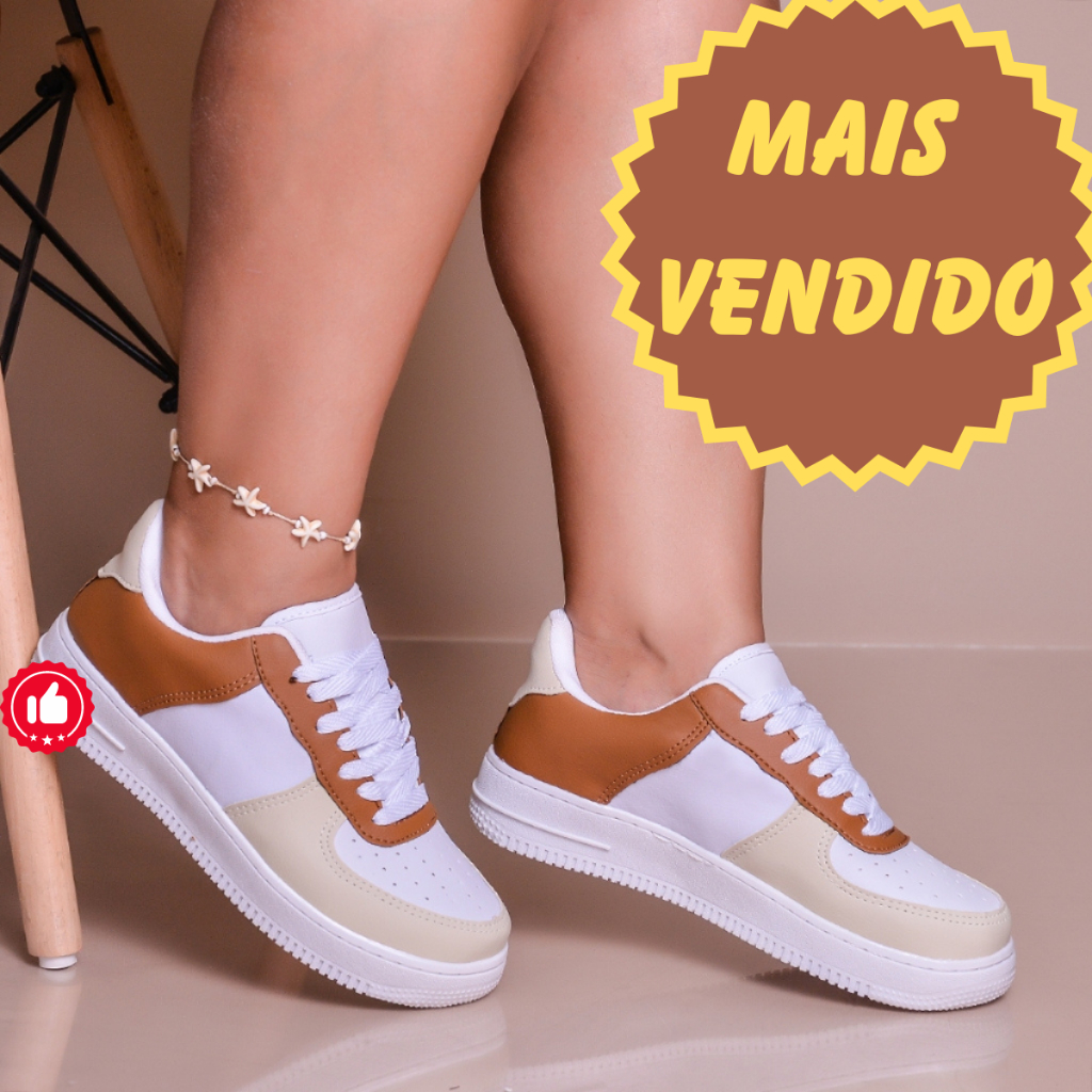 Tênis Feminino Branco Casual Confortavel Leve Solado Macio Confortável Várias Cores