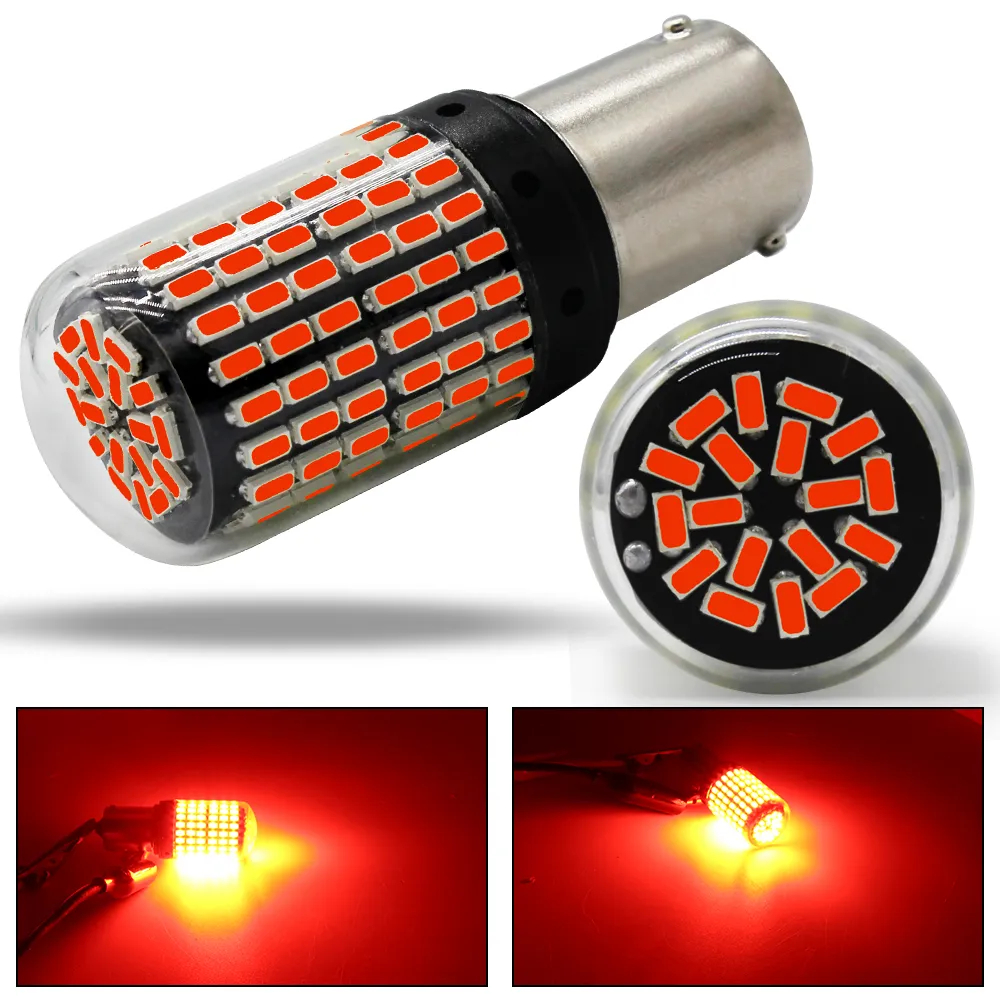Lâmpada de 2 POLOS Led BRANCA/VERMELHA Luz de Freio, COM 144 SMDs Bay15d 1157 12v