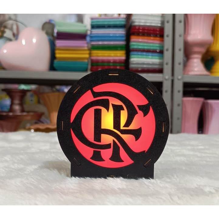 Luminária Flamengo De Mesa Redondo 12cm X 12cm Geek Mengão Nação