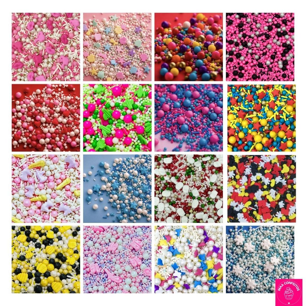 Confeitos de Açúcar Artesanais 100% Comestíveis Sprinkles 10