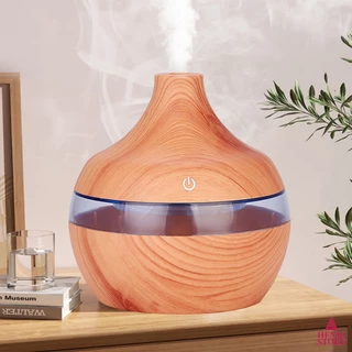Umidificador De Ar E Aromatizador 300ML Ultrassônico Difusor 7 Cores Led Grão De Madeira UM003