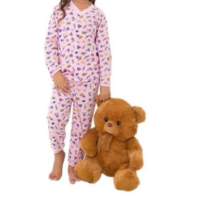 Kit 3 Pijamas Infantil Manga Longa Menina Feminino Atacado Barato 1 ao 7 - PRONTA ENTREGA | Shopee Brasil