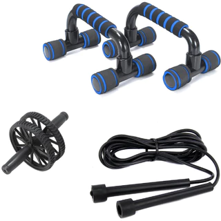 Kit Academia Barra de Flexão + Roda Abdominal + Corda de Pular para ficar Fitness Emagrecer Musculação Esporte Crossfit Calistenia Ginástica Resistência