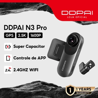 DDPAI Mola N3 Pro Câmera Veicular 1600p 2K GPS Visão Noturna 140° Câmera Dupla Traseira e Frontal