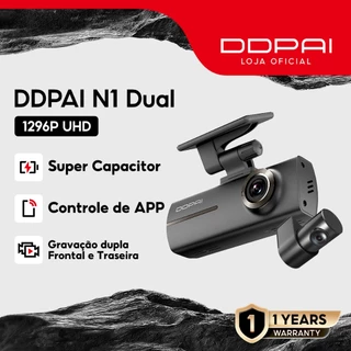 DDPAI N1 Dual Câmera Veicular 1296P Full View HD 135° Visão Noturna 24 Horas Monitor Estacionamento
