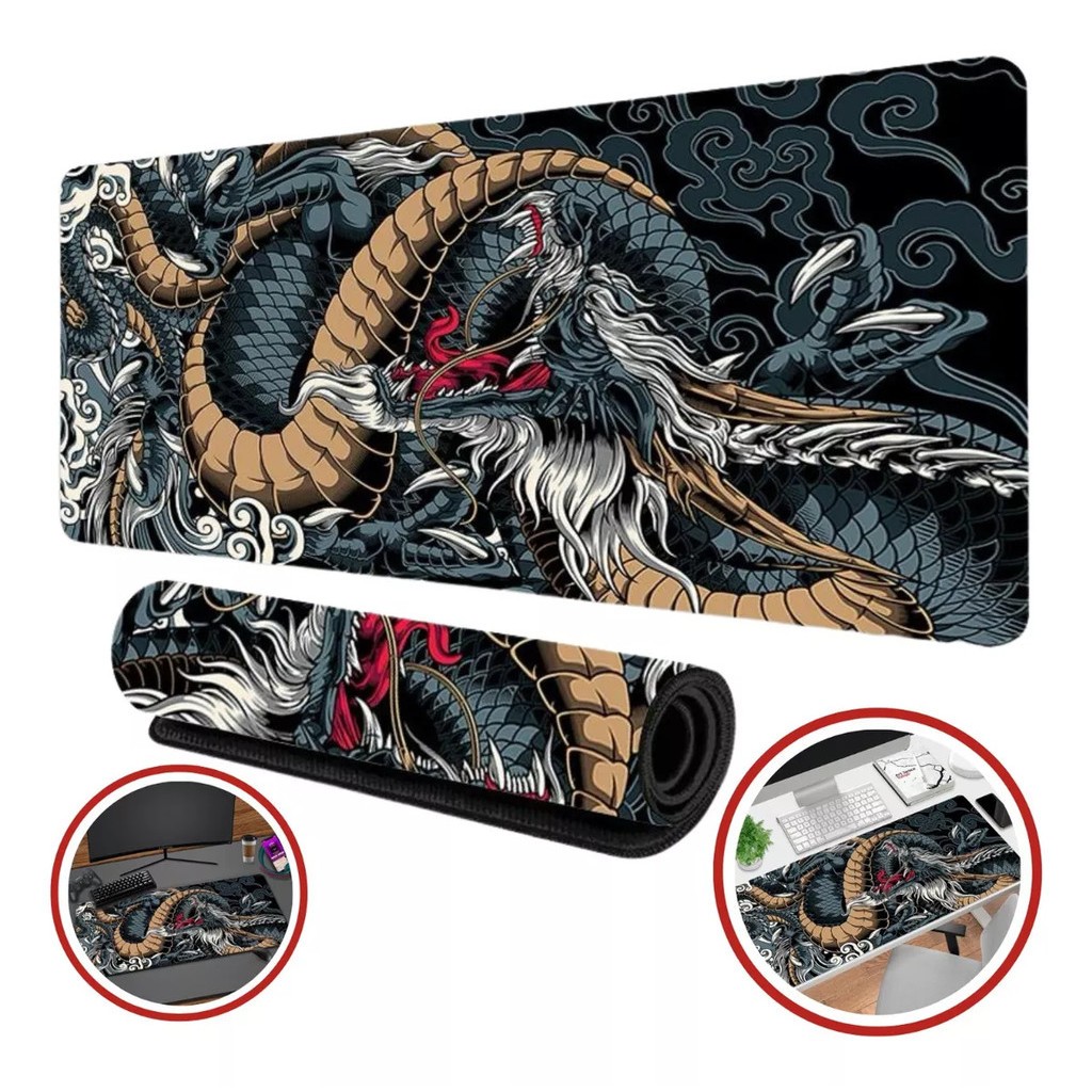 Mouse Pad Gamer PROFISSIONAL Dragão Extra Grande 90x40 70x30 Personalizado PROMOÇÃO ENVIO IMEDIATO