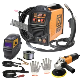 Solda Mig 150 S/ Gás Máscara Arame Esmerilhadeira Tocha Seca Cor Laranja 110v