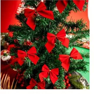 [Envio em 24h] Kit 24 Lacinhos Laços Vermelho Aveludados Enfeite Decorativo Natal Decoração Natalina