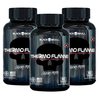 3x Termogênico Thermo Flame - 60 Cápsulas cada - Caveira Preta / Black Skull