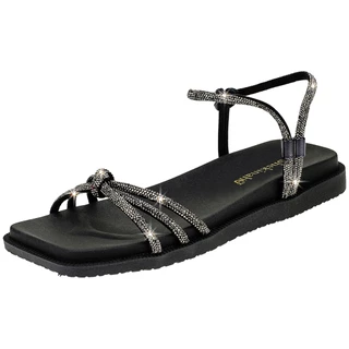 Sandália Feminina Birken Papete Flatform Shekinah Tiras Strass Original Brilho Calce Fácil Moda