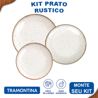 Aparelho de Jantar Rústico Marrom Tramontina Jogo de Pratos Raso, Fundo e Sobremesa Opções de Kits