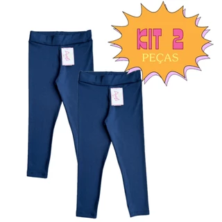 Kit 2 Calça Leg Legging Suplex Uniforme Escolar Infantil Juvenil Feminino Menina Tamanho 1 ao 16
