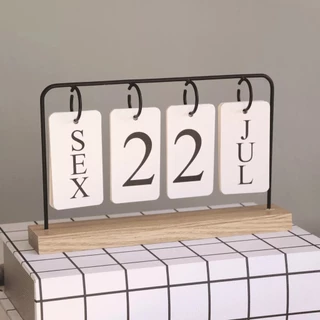 Calendário De Mesa Decorativo Com Plaquinhas Preto Rose Dourado Permanente Escritório Util E Simples em Oferta na Shopee